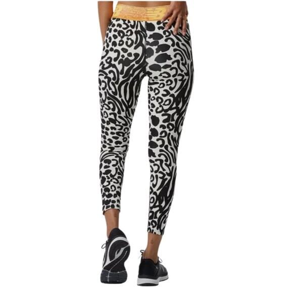New Balance Relentless Crossover Printed 7/8 Tight - black/white/orange Size S - Picture 7 of 10